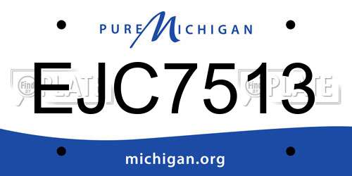 EJC7513 Michigan License Plate