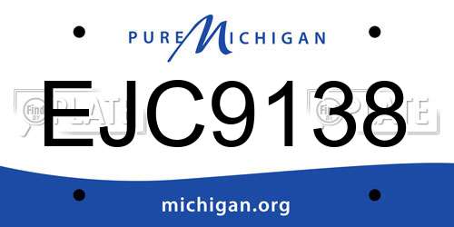 EJC9138 Michigan License Plate