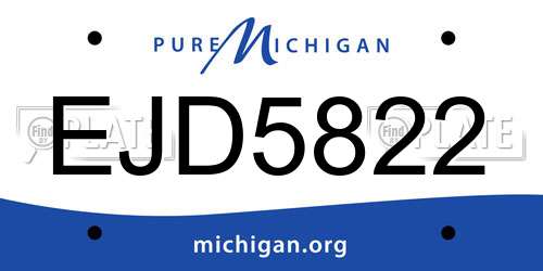 EJD5822 Michigan License Plate