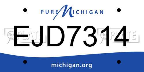 EJD7314 Michigan License Plate