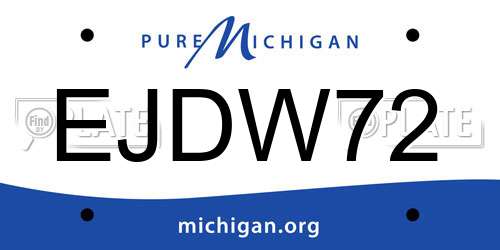 EJDW72 Michigan License Plate