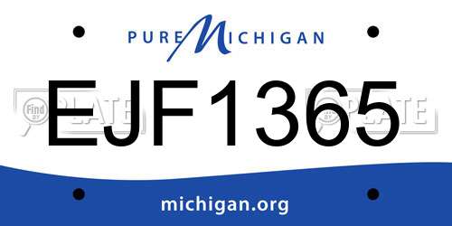 EJF1365 Michigan License Plate