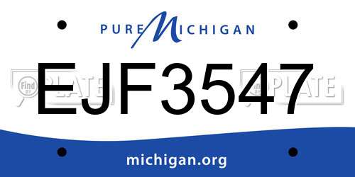 EJF3547 Michigan License Plate