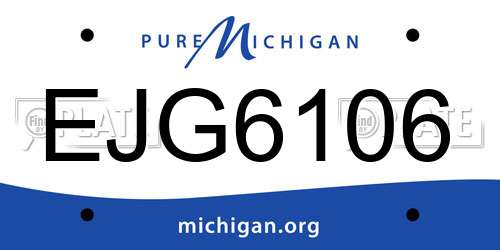 EJG6106 Michigan License Plate