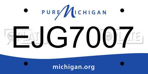 EJG7007 Michigan License Plate
