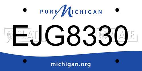 EJG8330 Michigan License Plate