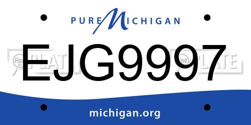 EJG9997 Michigan License Plate