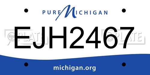 EJH2467 Michigan License Plate
