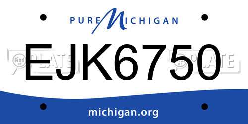 EJK6750 Michigan License Plate