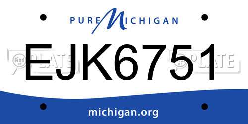 EJK6751 Michigan License Plate