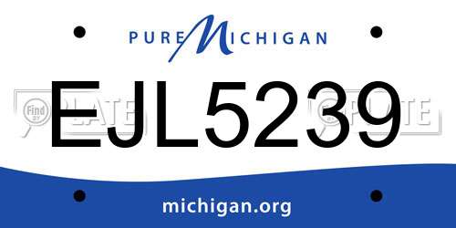 EJL5239 Michigan License Plate