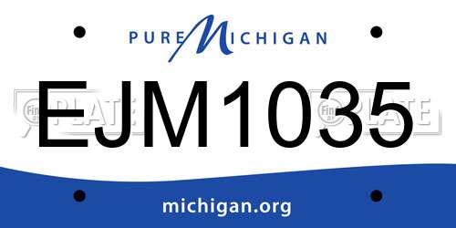 EJM1035 Michigan License Plate
