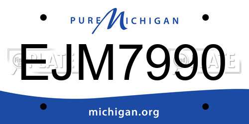 EJM7990 Michigan License Plate