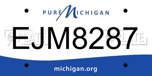 EJM8287 Michigan License Plate