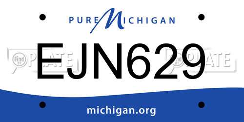 EJN629 Michigan License Plate