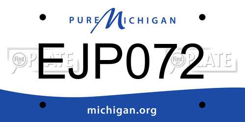 EJP072 Michigan License Plate