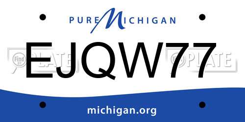 EJQW77 Michigan License Plate
