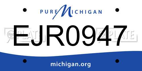 EJR0947 Michigan License Plate