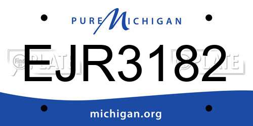 EJR3182 Michigan License Plate
