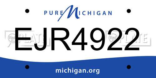 EJR4922 Michigan License Plate