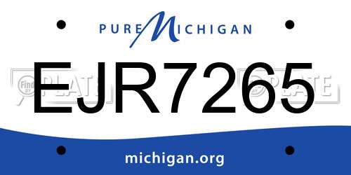 EJR7265 Michigan License Plate
