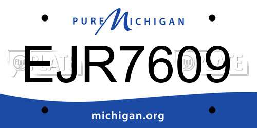 EJR7609 Michigan License Plate