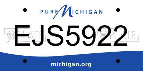 EJS5922 Michigan License Plate