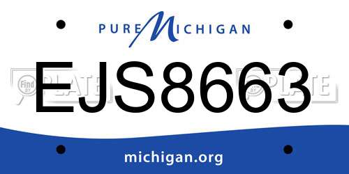 EJS8663 Michigan License Plate