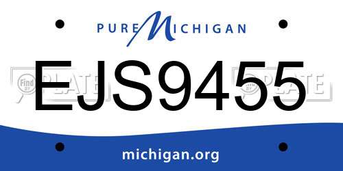 EJS9455 Michigan License Plate