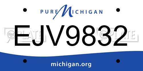 EJV9832 Michigan License Plate