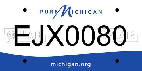 EJX0080 Michigan License Plate