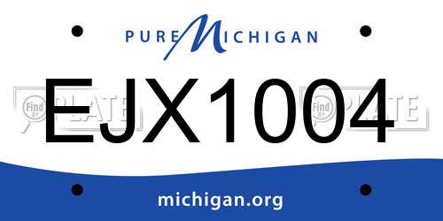 EJX1004 Michigan License Plate