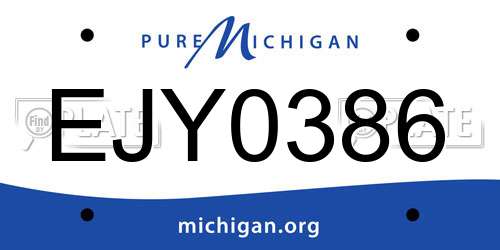 EJY0386 Michigan License Plate