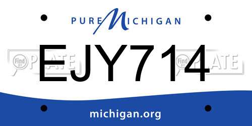 EJY714 Michigan License Plate