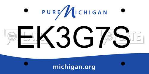 EK3G7S Michigan License Plate