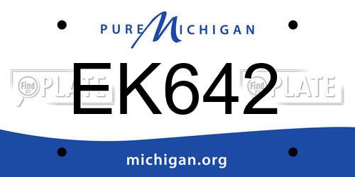 EK642 Michigan License Plate