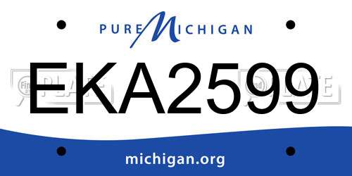 EKA2599 Michigan License Plate