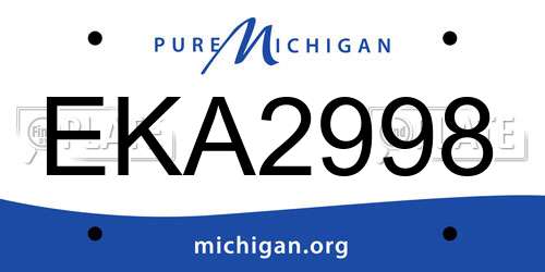 EKA2998 Michigan License Plate