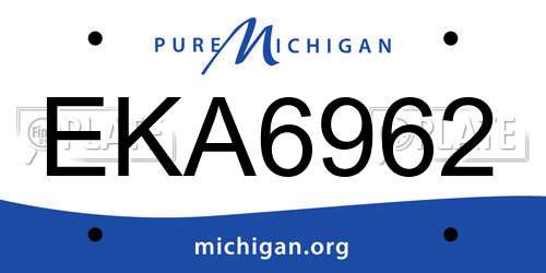 EKA6962 Michigan License Plate