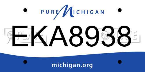 EKA8938 Michigan License Plate