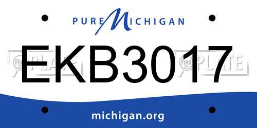 EKB3017 Michigan License Plate