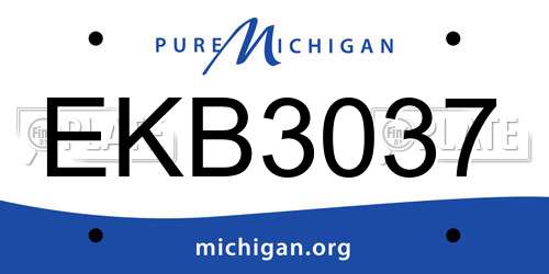 EKB3037 Michigan License Plate