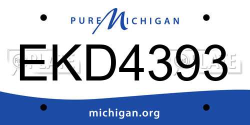 EKD4393 Michigan License Plate
