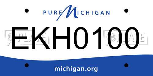 EKH0100 Michigan License Plate