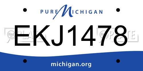 EKJ1478 Michigan License Plate