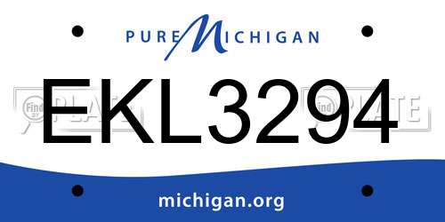 EKL3294 Michigan License Plate