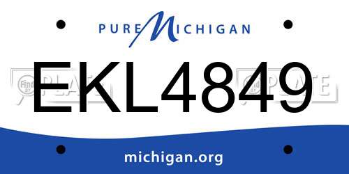 EKL4849 Michigan License Plate