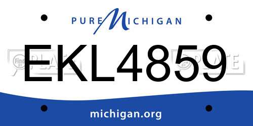 EKL4859 Michigan License Plate