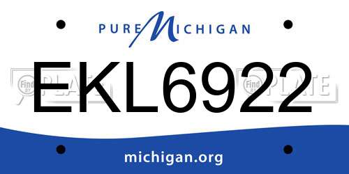 EKL6922 Michigan License Plate