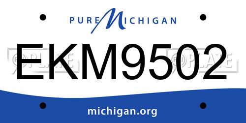 EKM9502 Michigan License Plate